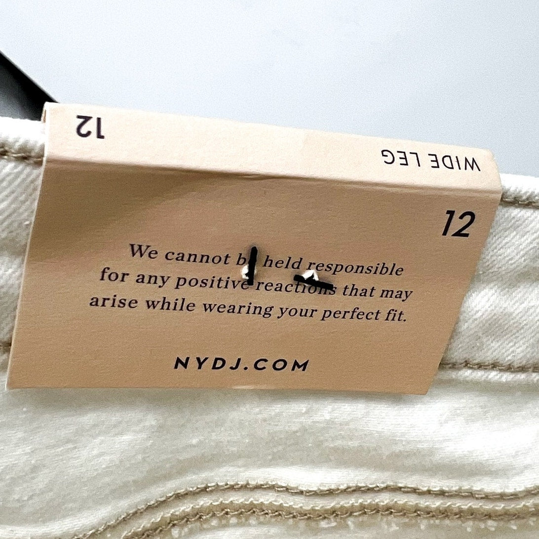 NYDJ Women's Teresa Wide Leg Jeans Size 12 Winter White Stretch 1.5'' Hem NWT