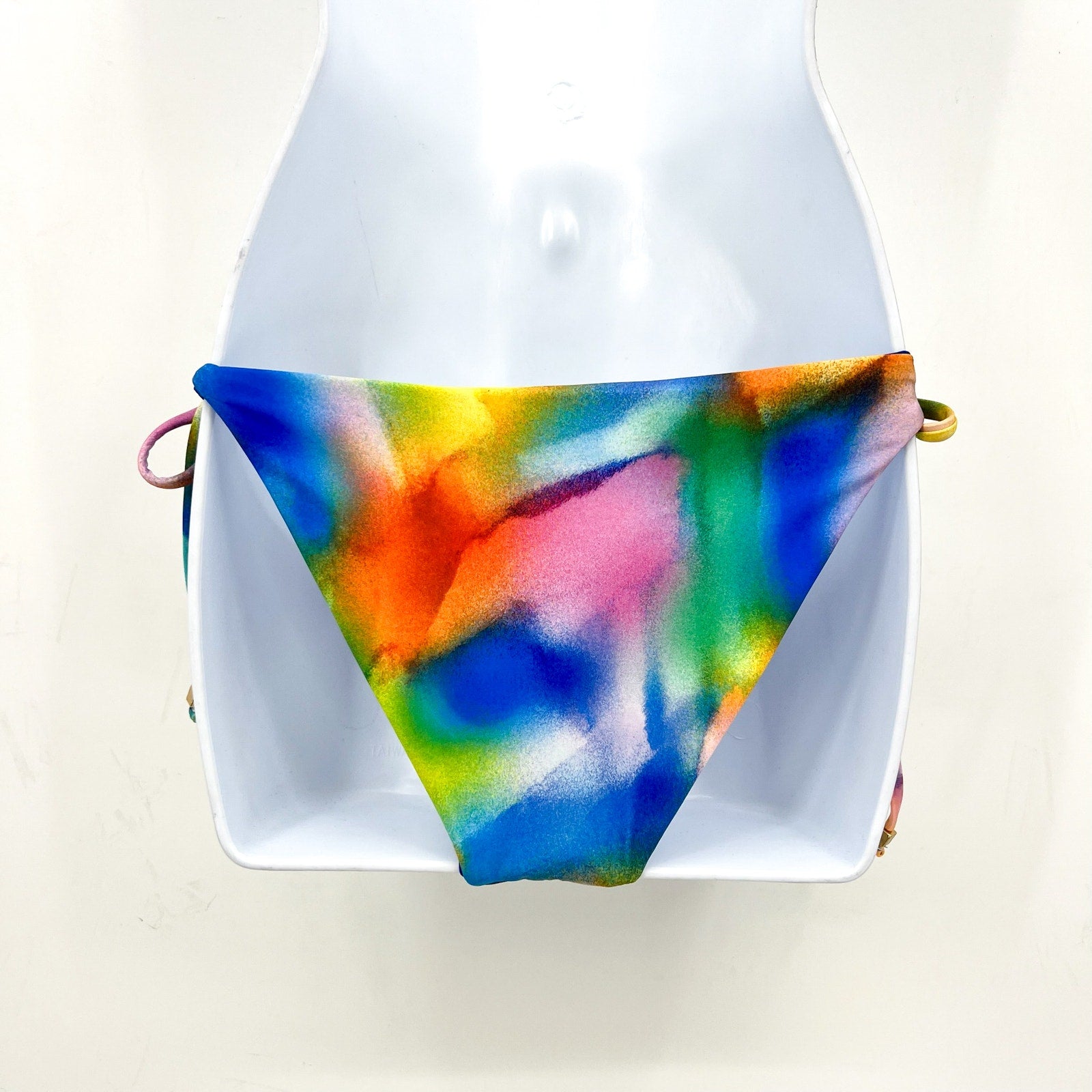 BECCA Women's Paper Mache Reversible Tie Side Bikini Bottom Small Rainbow NWT