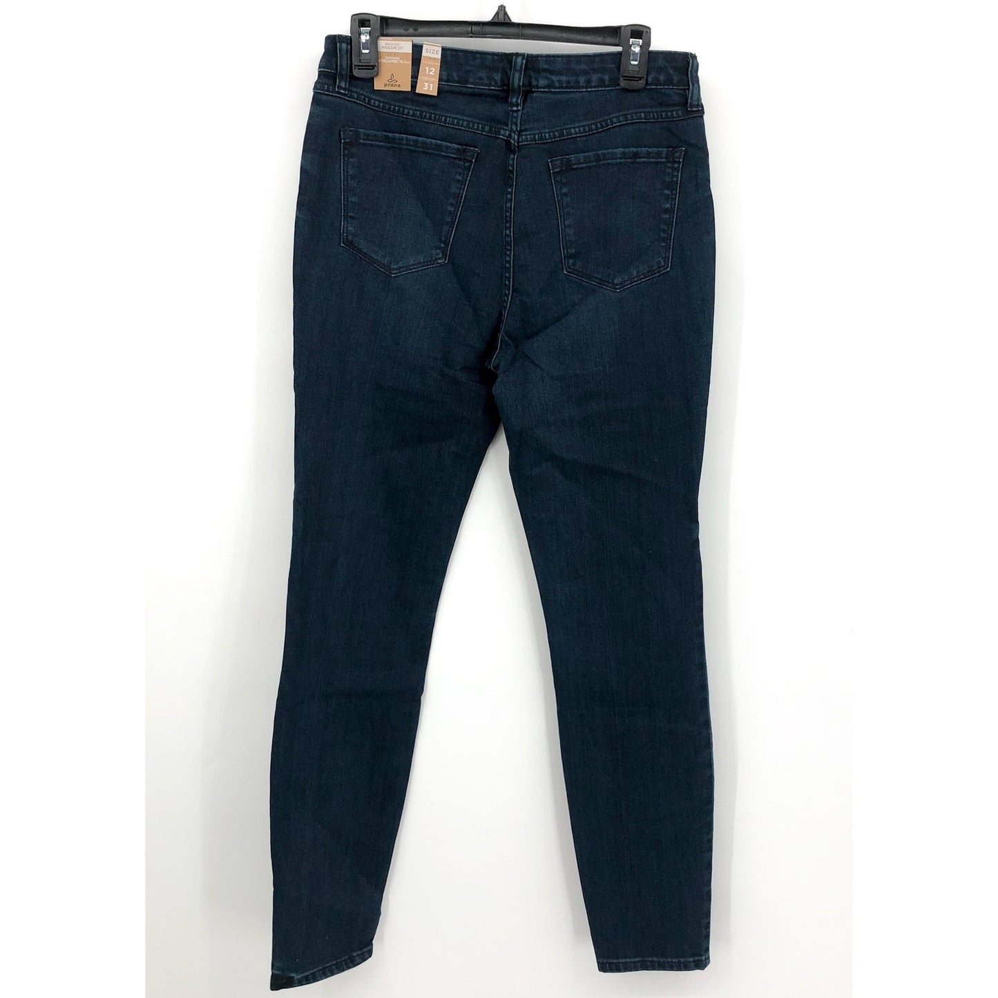 PRANA Women's Sienna Jeans 31 US 12 Deep Blue Stretch Denim Mid Rise Skinny NWT