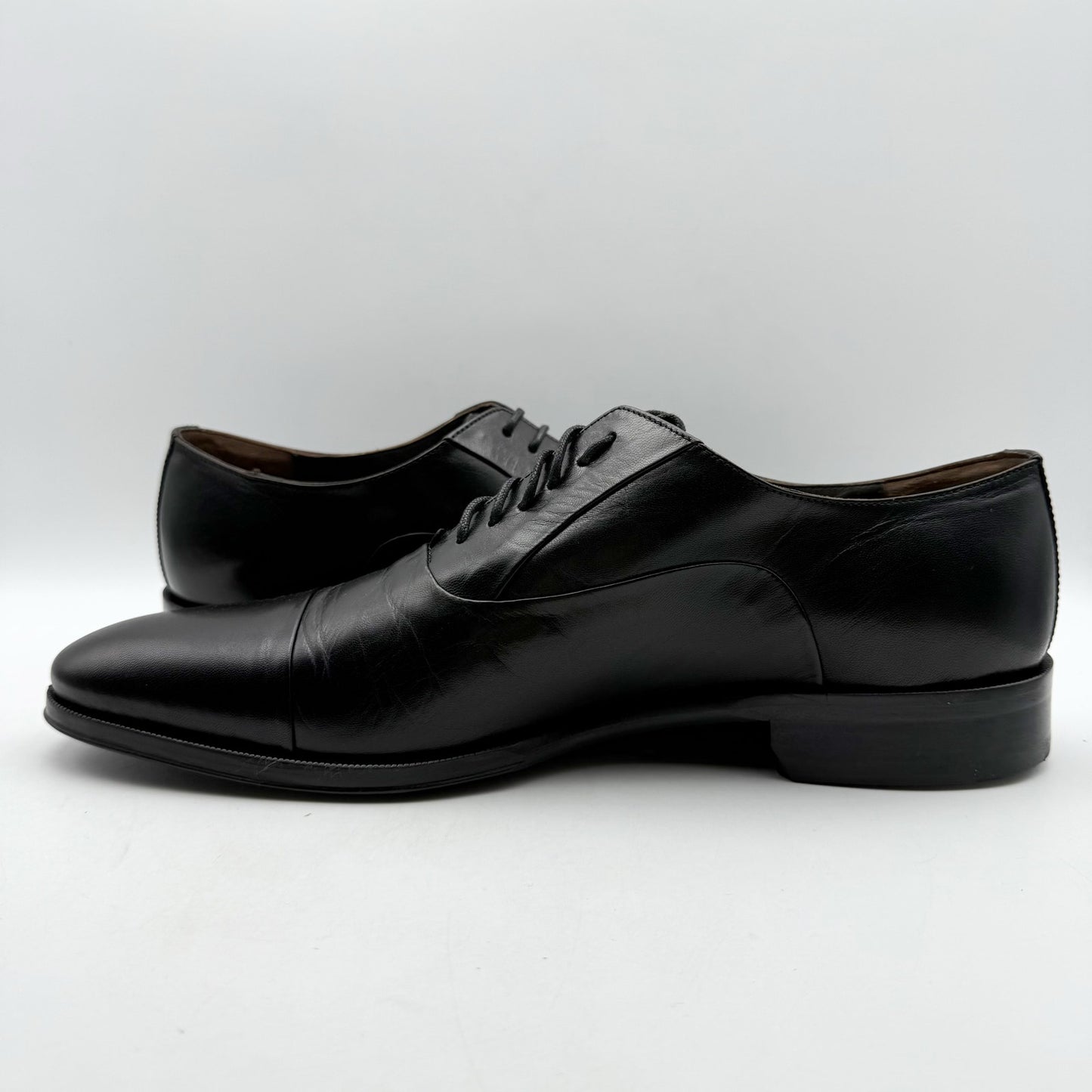 Bruno Magli Mens Maioco Lace up Cap Toe Dress Shoes US 12 D Black Leather NWOB