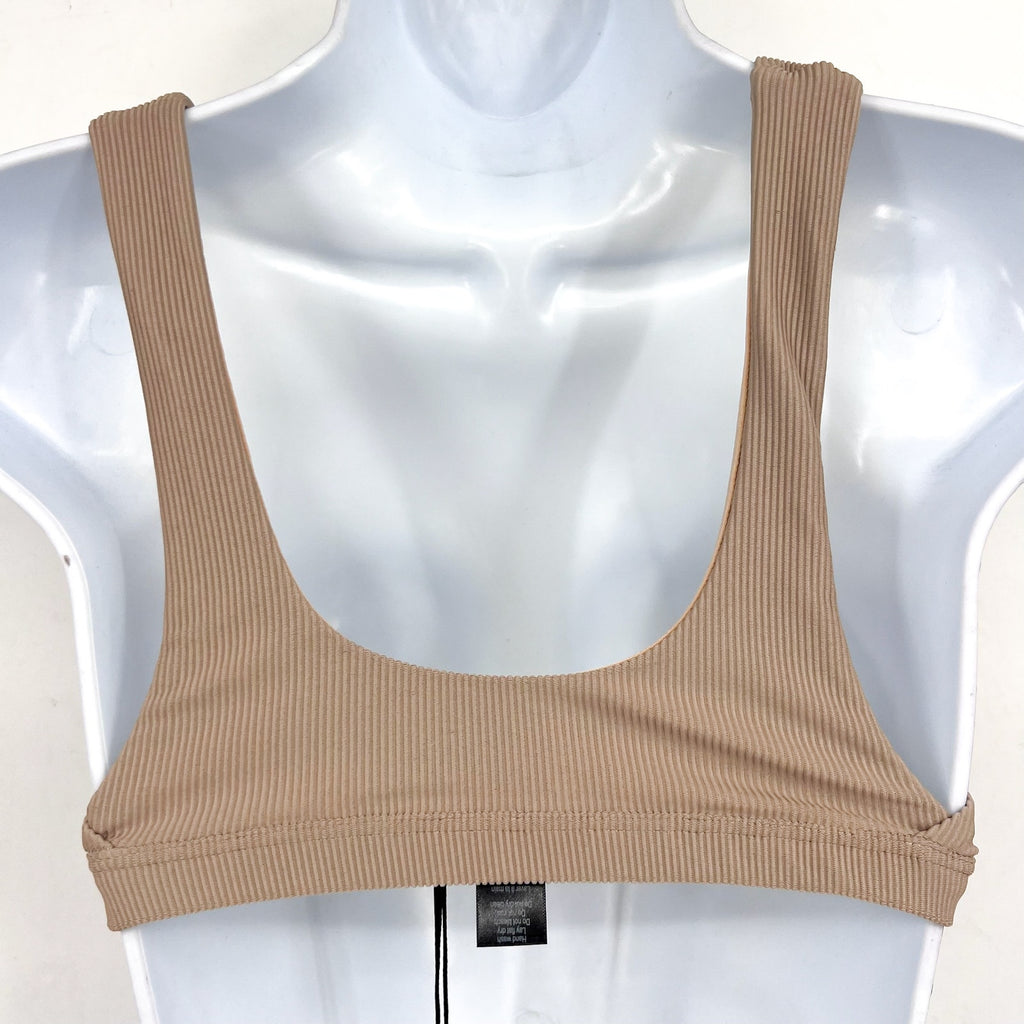BEACH RIOT Women's Peyton Bikini Top XS Tan Ribbed Bralette Scoop Neck NWT