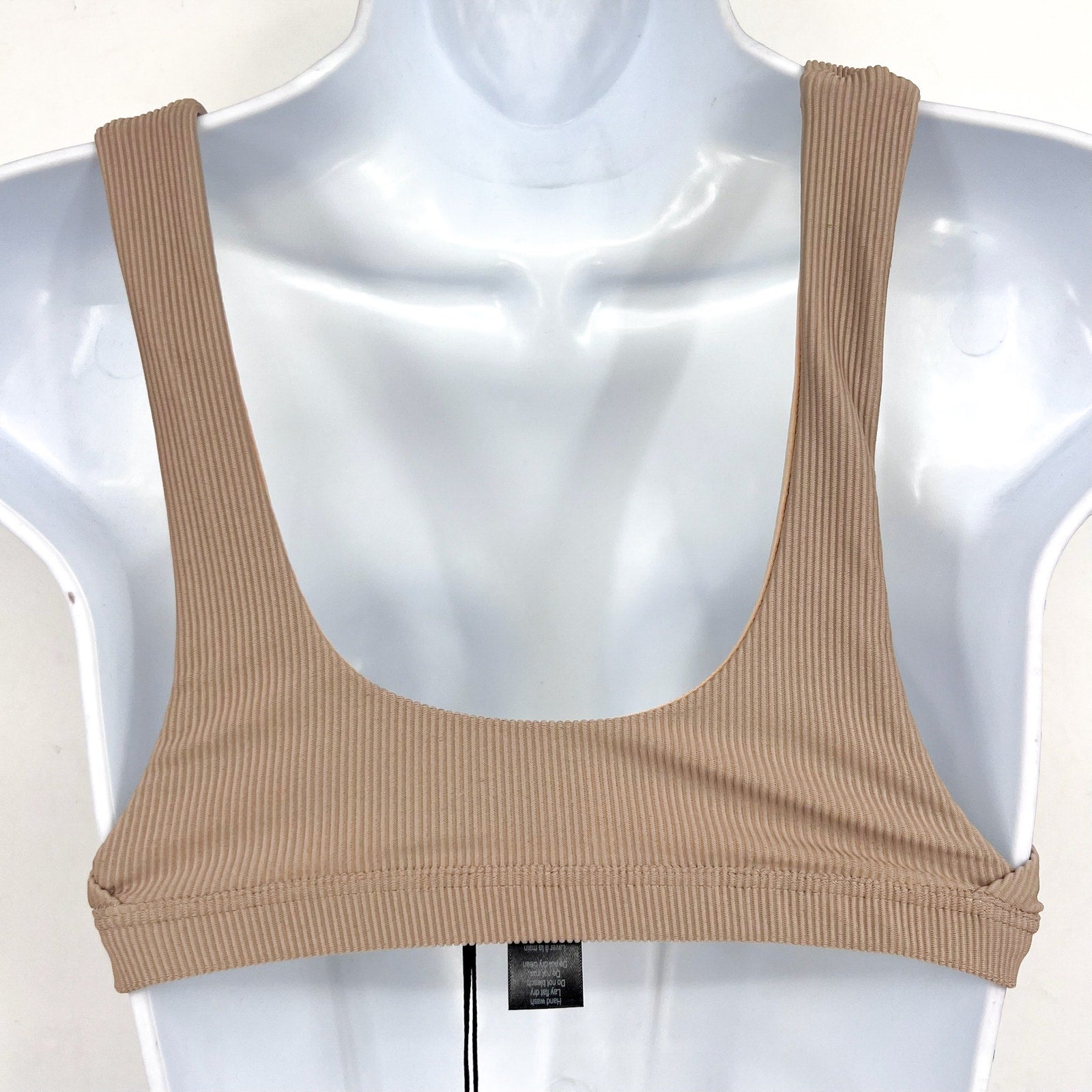 BEACH RIOT Women's Peyton Bikini Top XS Tan Ribbed Bralette Scoop Neck NWT