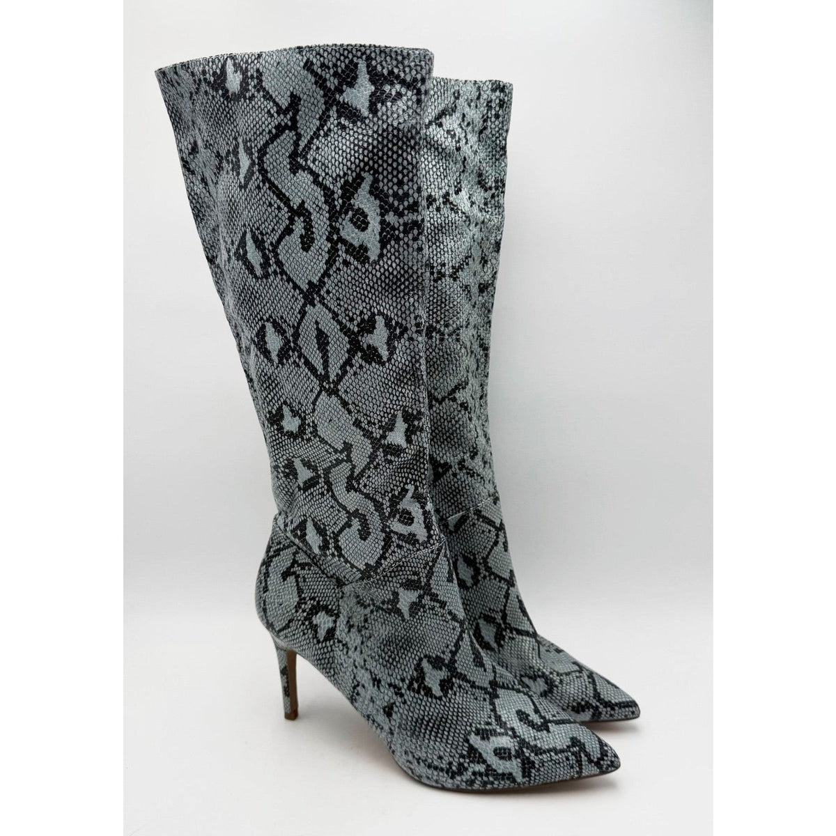 Steve Madden Womens Kinga Heeled Knee High Boots Size 10 EU 40 Blue Snake NWOB