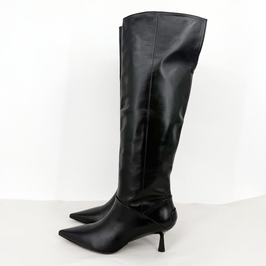 AllSaints Womens Odyssey Over-The-Knee Boots US 9 M Black Leather NWOB