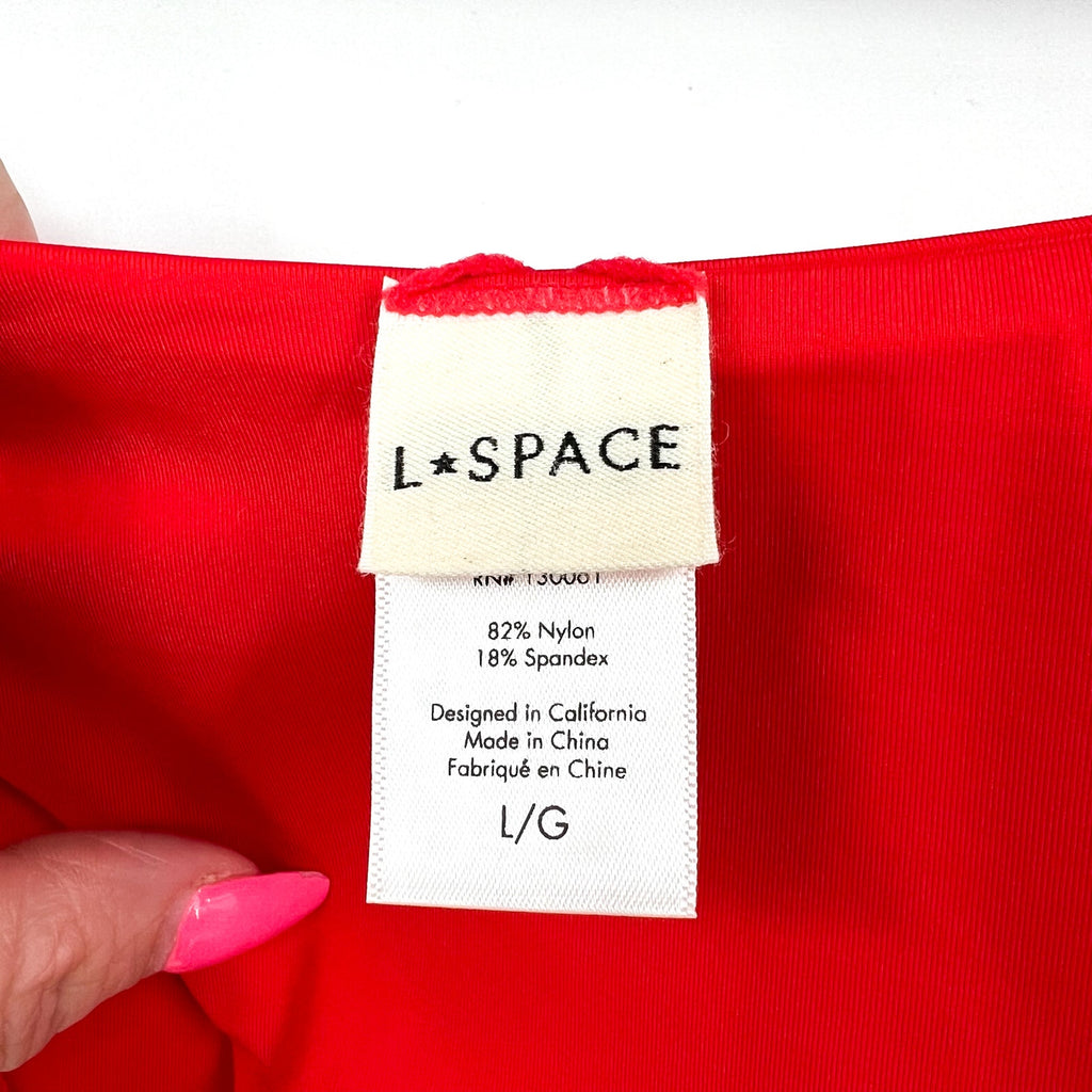 L*SPACE Women's Rocky Classic Bikini Bottoms Large Red Flame Low Rise NWOT