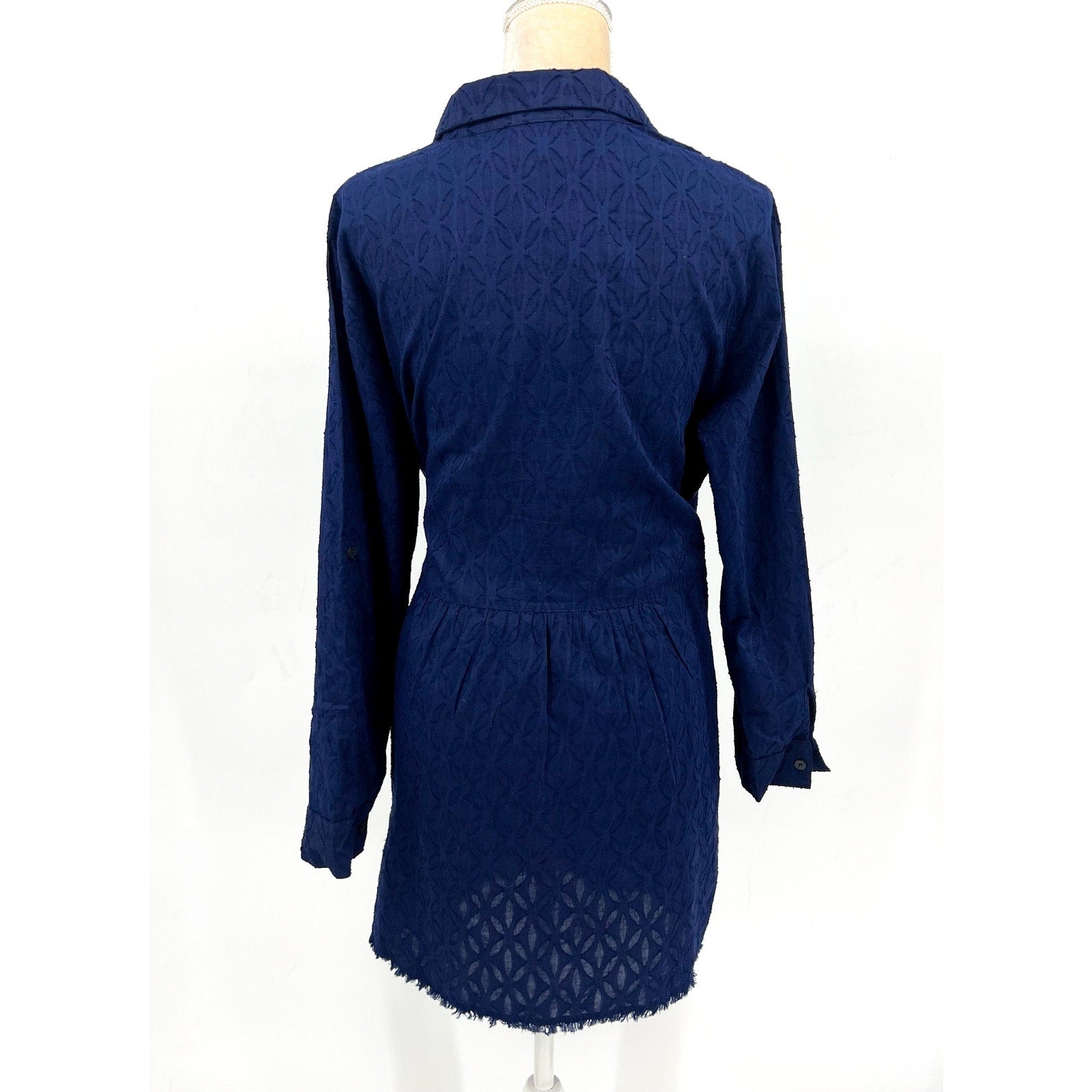 TOMMY BAHAMA Jacquard Boyfriend Cover Up Shirt XL Mare Navy Blue Cotton Clip NWT