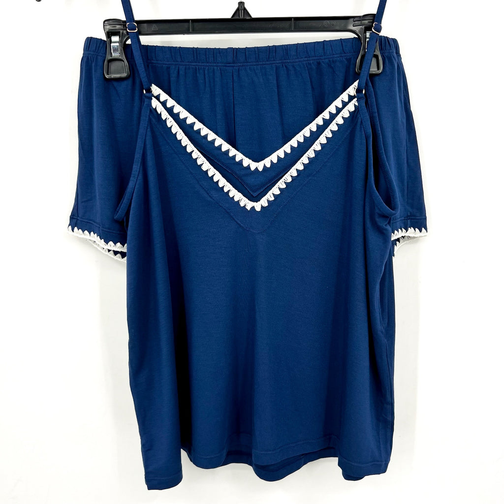 EBERJEY Frida Cami & Shortie Short PJ Set Small Navy Blue Ivory TENCEL Modal NWT