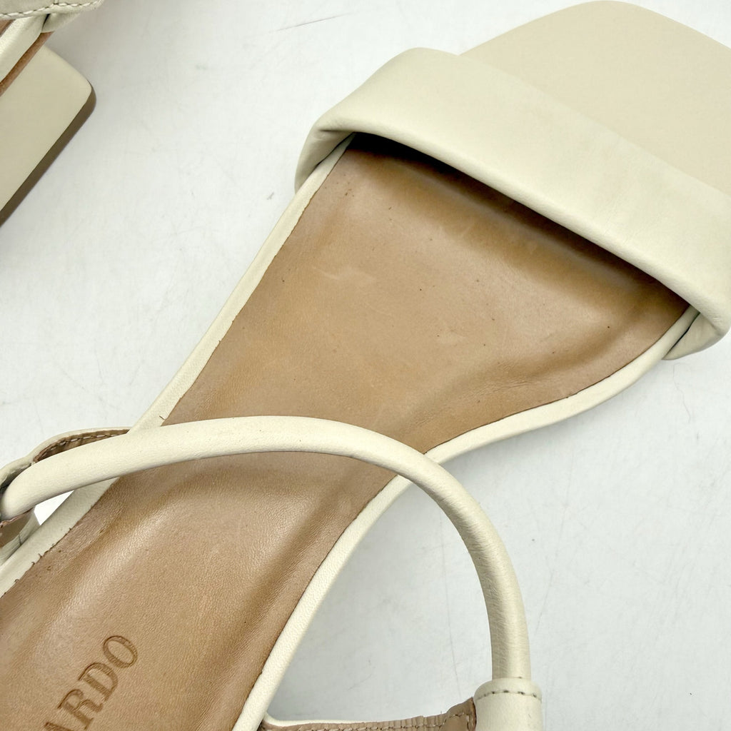 Bernardo Womens Josei Heeled Sandal US 7.5 M Off White Eggshell Leather NIB