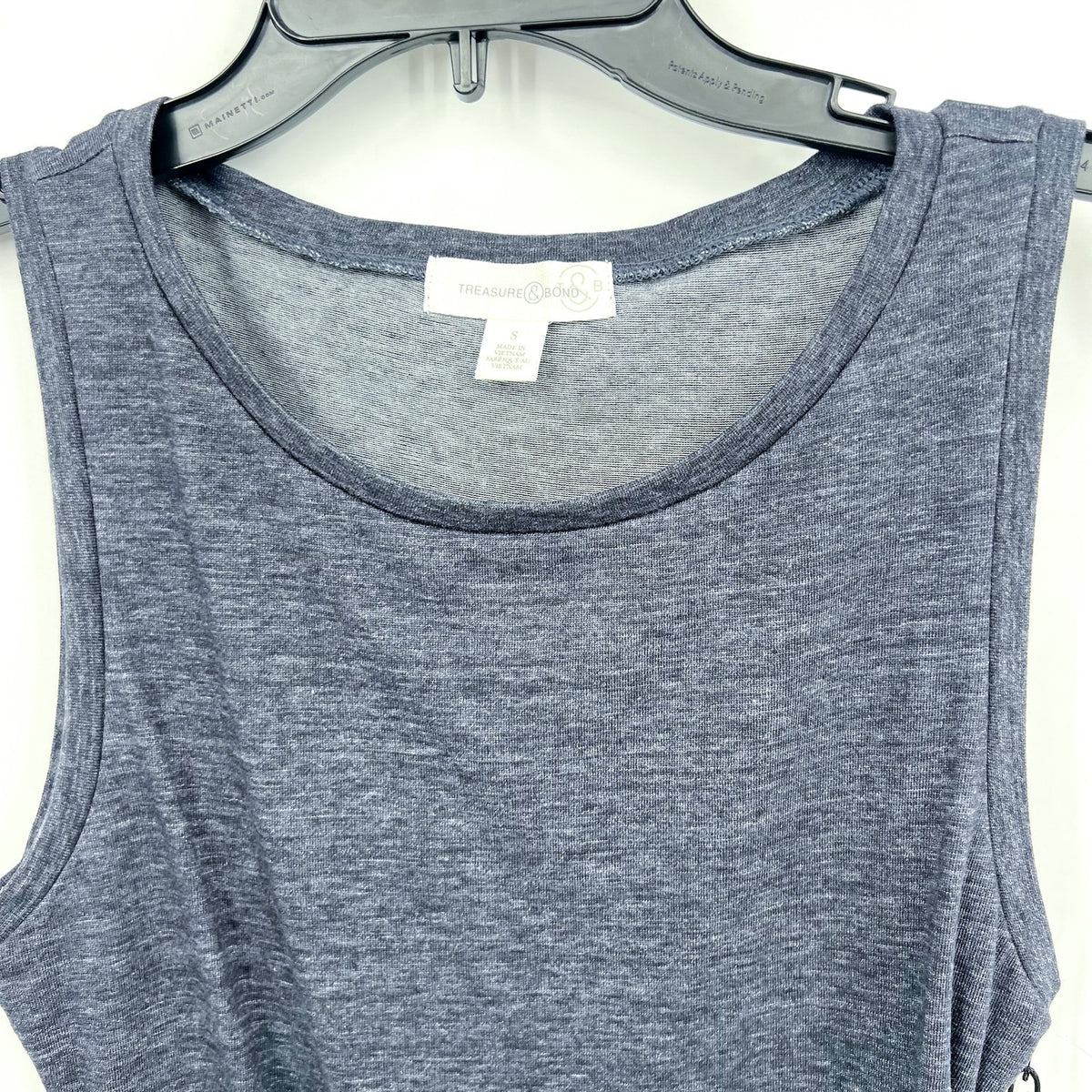 TREASURE & BOND Ruched Jersey Tank Dress Small Gray Blue Sleeveless NWT