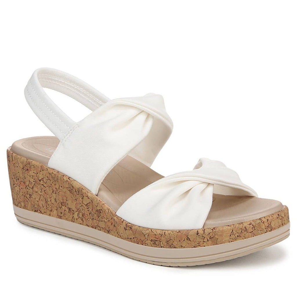 Bzees Womens Riley Slingback Wedge Sandals Size 8 Wide EU 38.5 White NIB