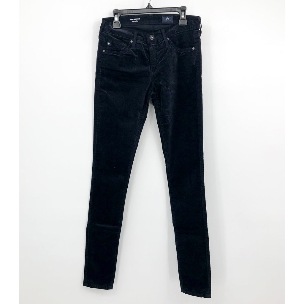 AG ADRIANO GOLDSCHMIED The Legging Velvet Jeans 24R US 00 Black Skinny NWT
