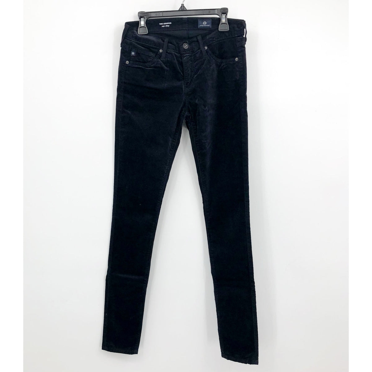 AG ADRIANO GOLDSCHMIED The Legging Velvet Jeans 24R US 00 Black Skinny NWT