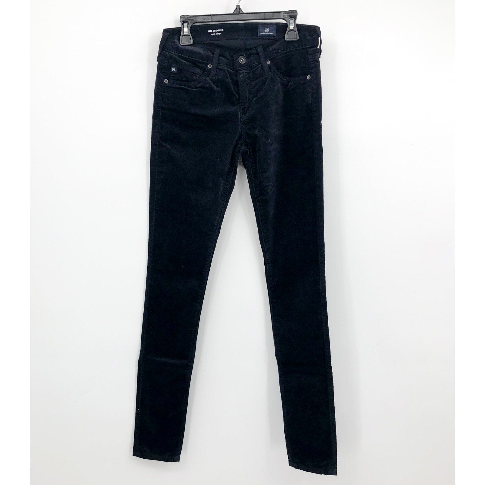 AG ADRIANO GOLDSCHMIED The Legging Velvet Jeans 24R US 00 Black Skinny NWT