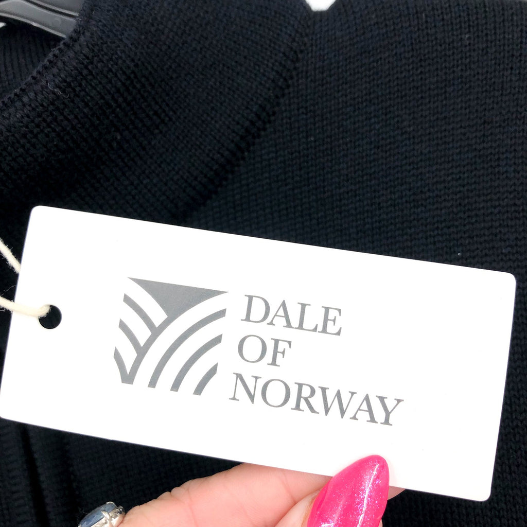 DALE OF NORWAY Moritz Merino Wool Sweater Large Black Raspberry NWT