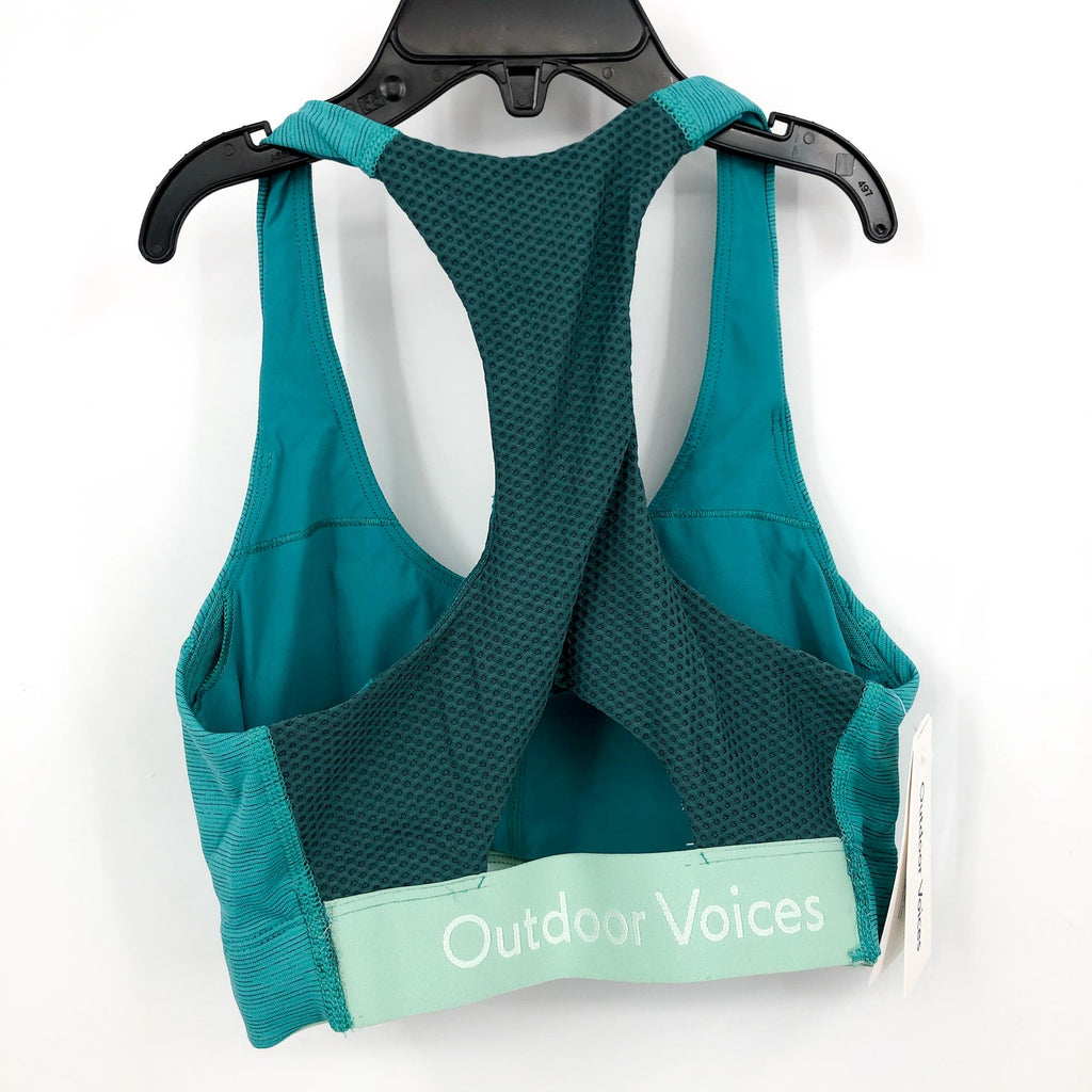 OUTDOOR VOICES Women's Doing Things Bra XXS Blue Green Racerback NWT