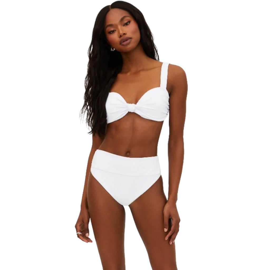 BEACH RIOT Women's Highway Bikini Bottom Large White Ribbed Knit  NWT