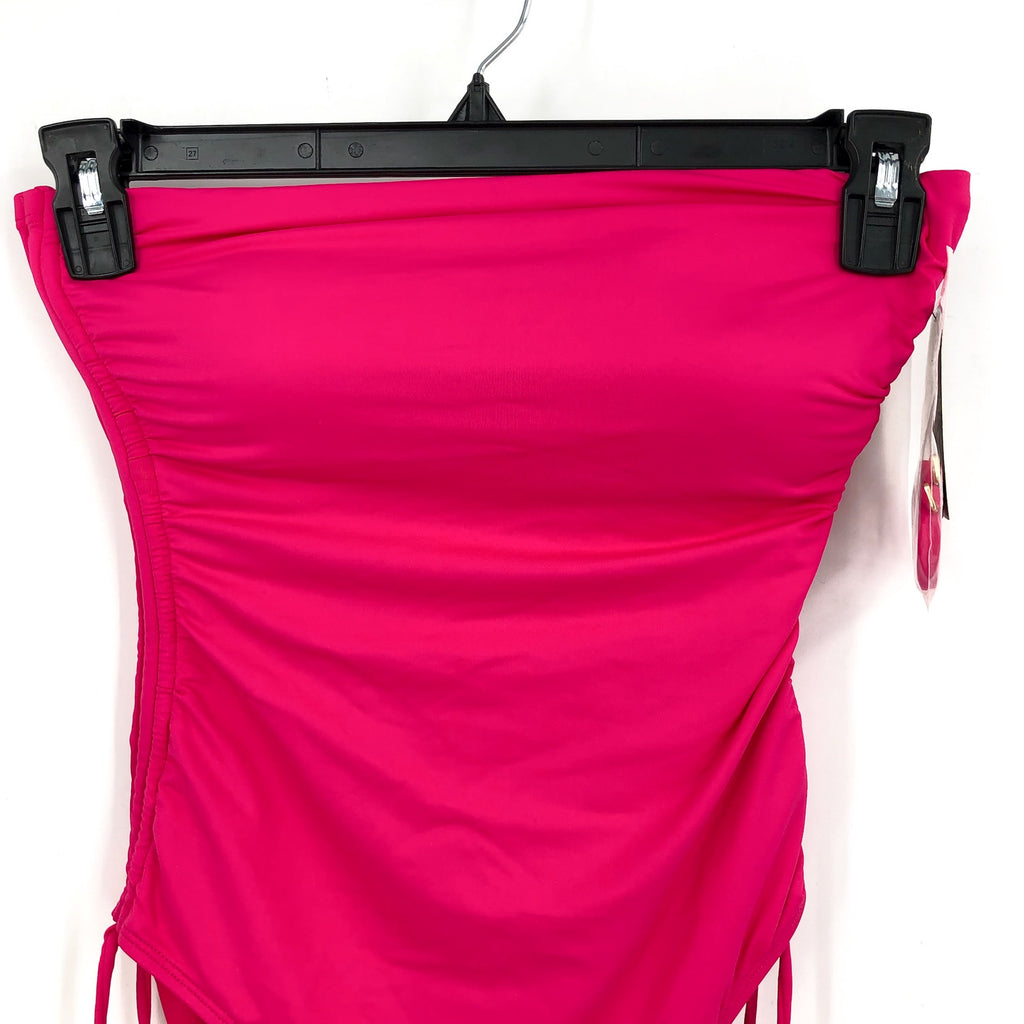LAUREN RALPH LAUREN Bandeau One Piece Swimsuit Size 8 Pink Beach Club Ruched NWT