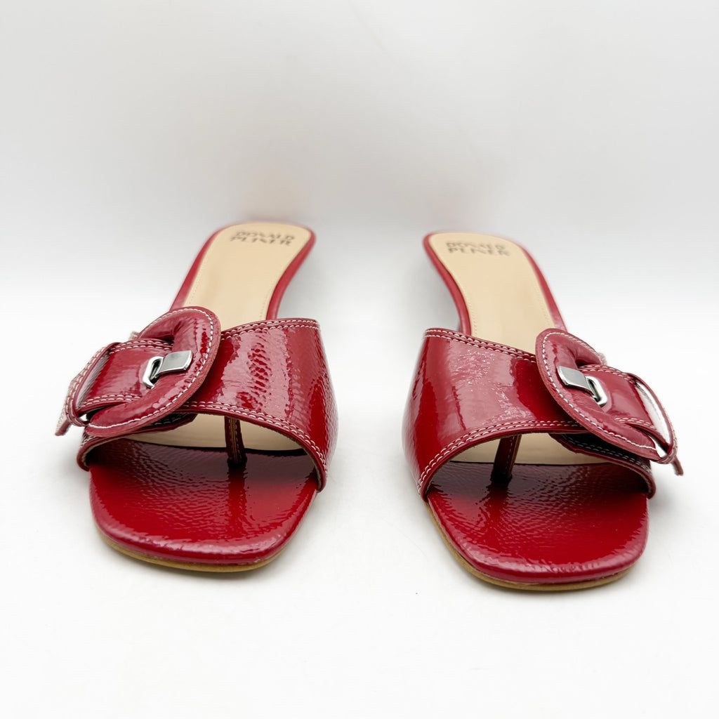 Donald Pliner Womens Cherry Heeled Sandal US 8.5 M Red Patent Leather NWOB