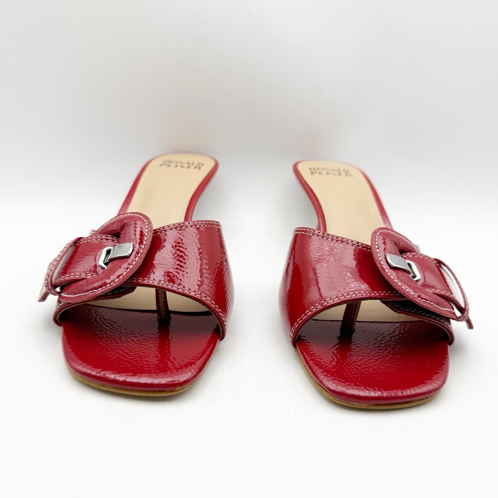 Donald Pliner Womens Cherry Heeled Sandal US 8.5 M Red Patent Leather NWOB