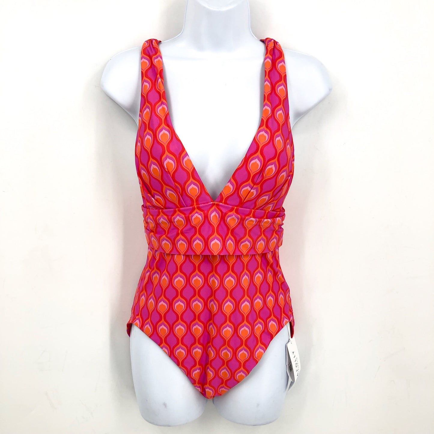SEAFOLLY Cross-Back One Piece Swimsuit US 10 Red Chili Birds of Paradise
