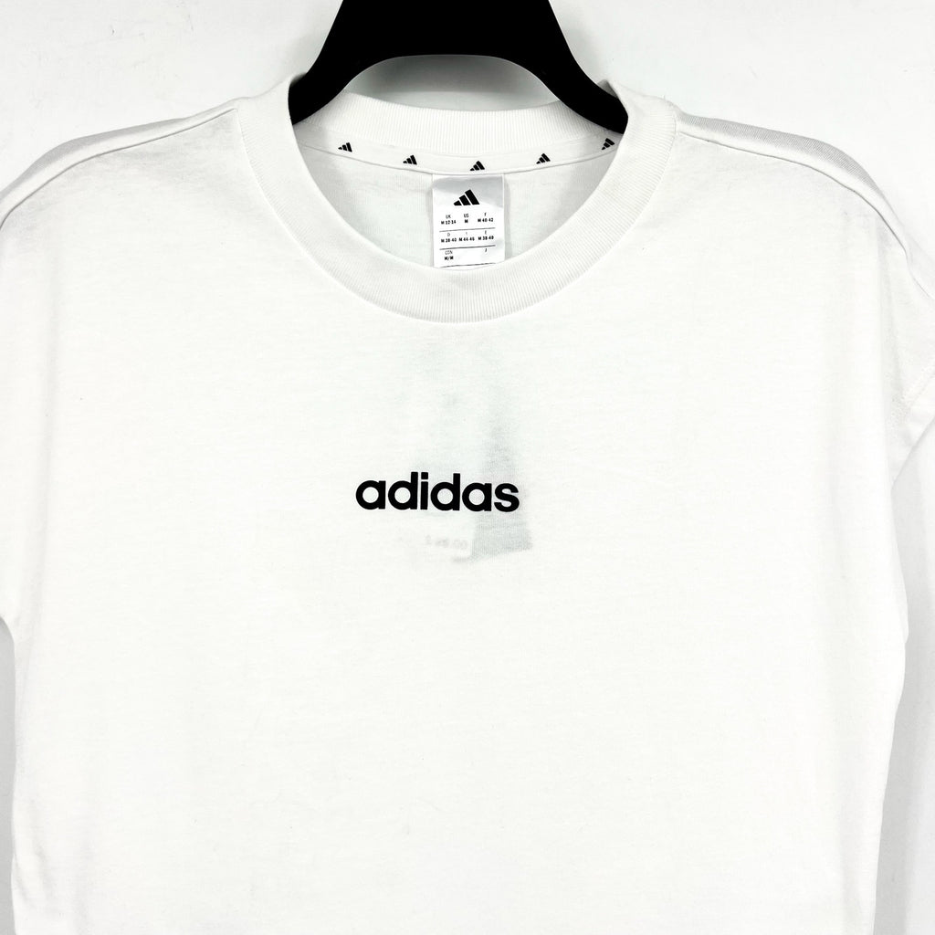 ADIDAS Women's Essentials Linear Single Tee Medium White Short Sleeve Logo NWT