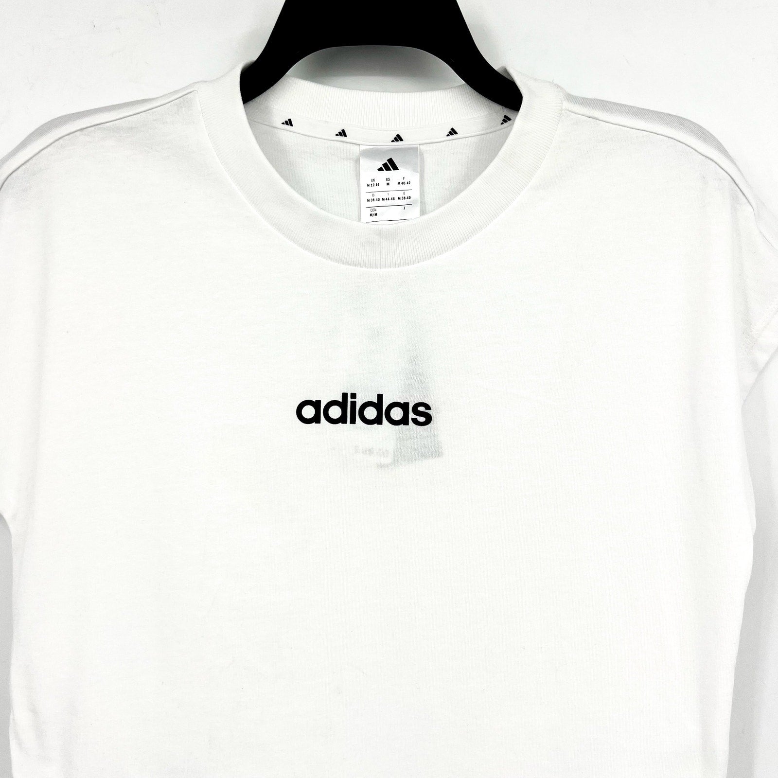 ADIDAS Women's Essentials Linear Single Tee Medium White Short Sleeve Logo NWT