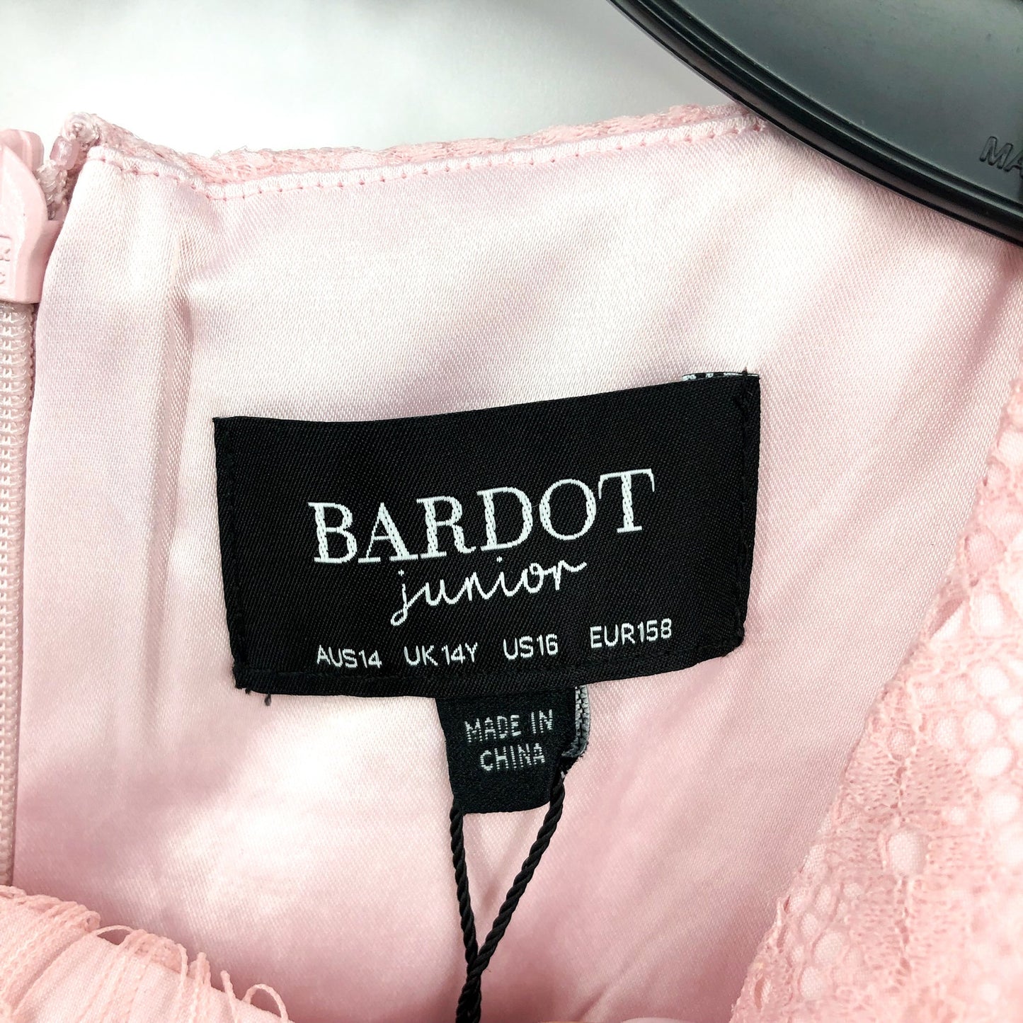 BARDOT JUNIOR Girl Gertrude Lace Dress Size 16 Pink Potpourri Long Sleeve NWT