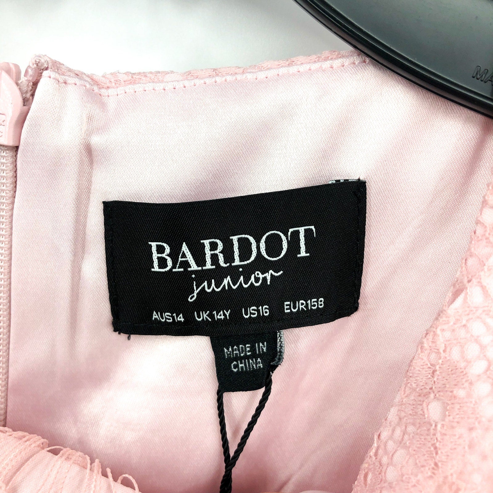 BARDOT JUNIOR Girl Gertrude Lace Dress Size 16 Pink Potpourri Long Sleeve NWT
