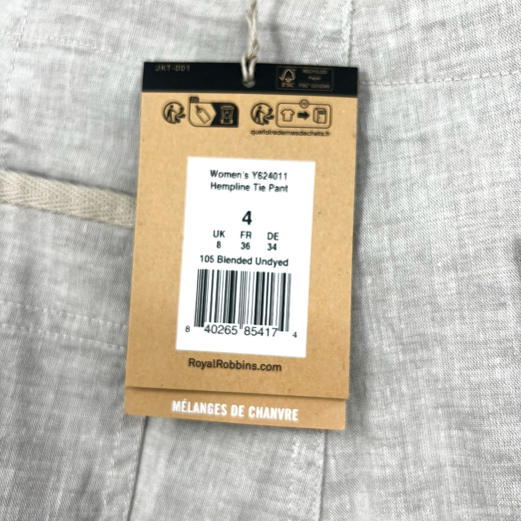 Royal Robbins Women's Hempline Tie Pants Size 4 Beige Drawstring NWT