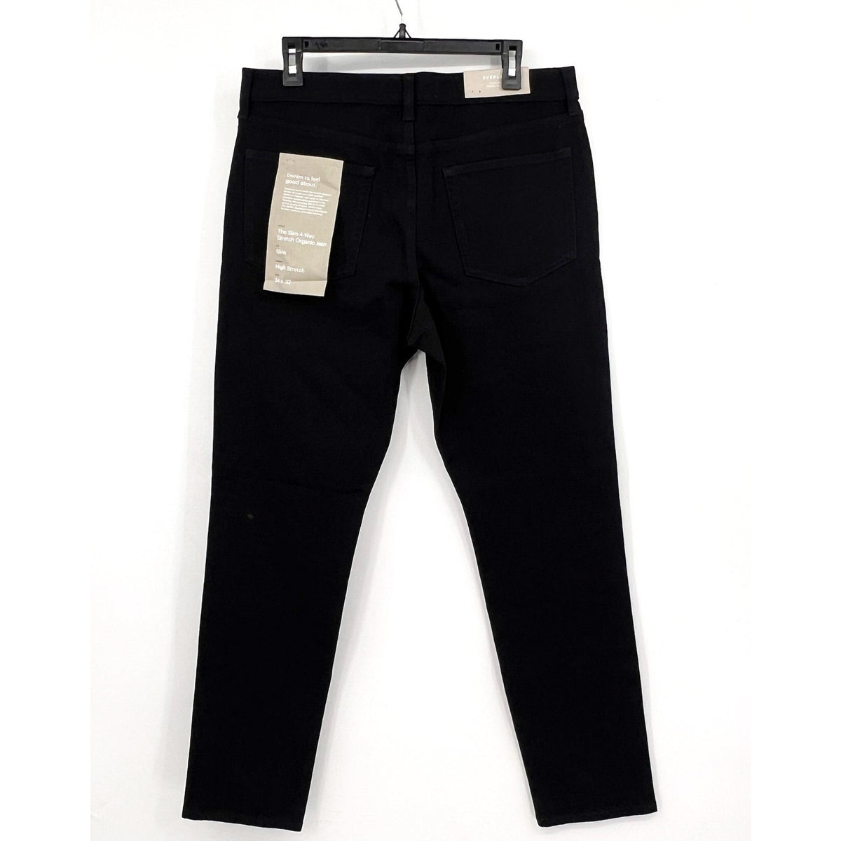 EVERLANE Uniform Men's Slim Jeans 34x32 Black 4-Way Stretch Organic Cotton NWT