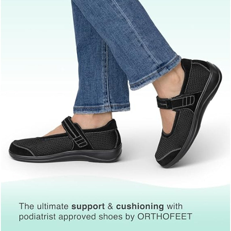 ORTHOFEET Womens Chattanooga Mary Jane Flat US 11 Narrow Black Suede NIB