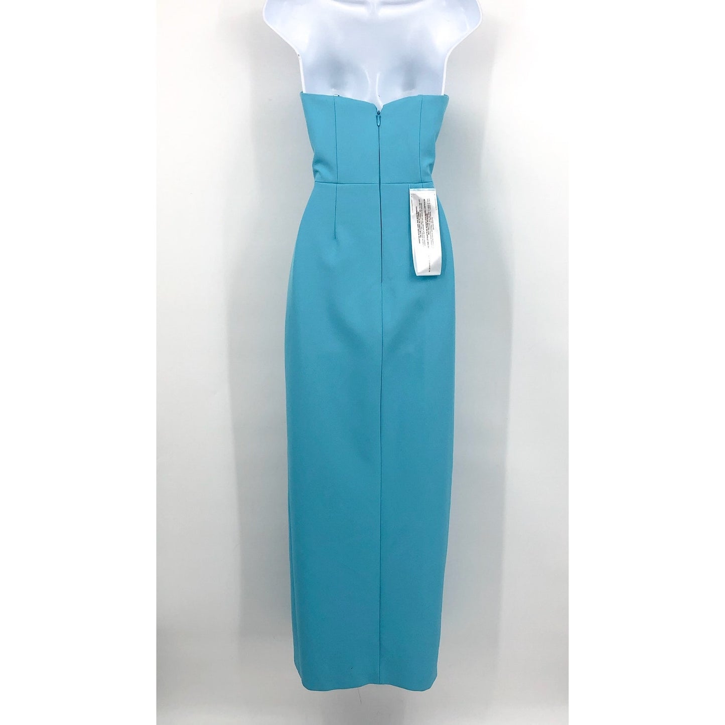 BCBGMAXAZRIA Womens Strapless Crepe Dress Size 0 Blue Split Neck Formal Gown NWT