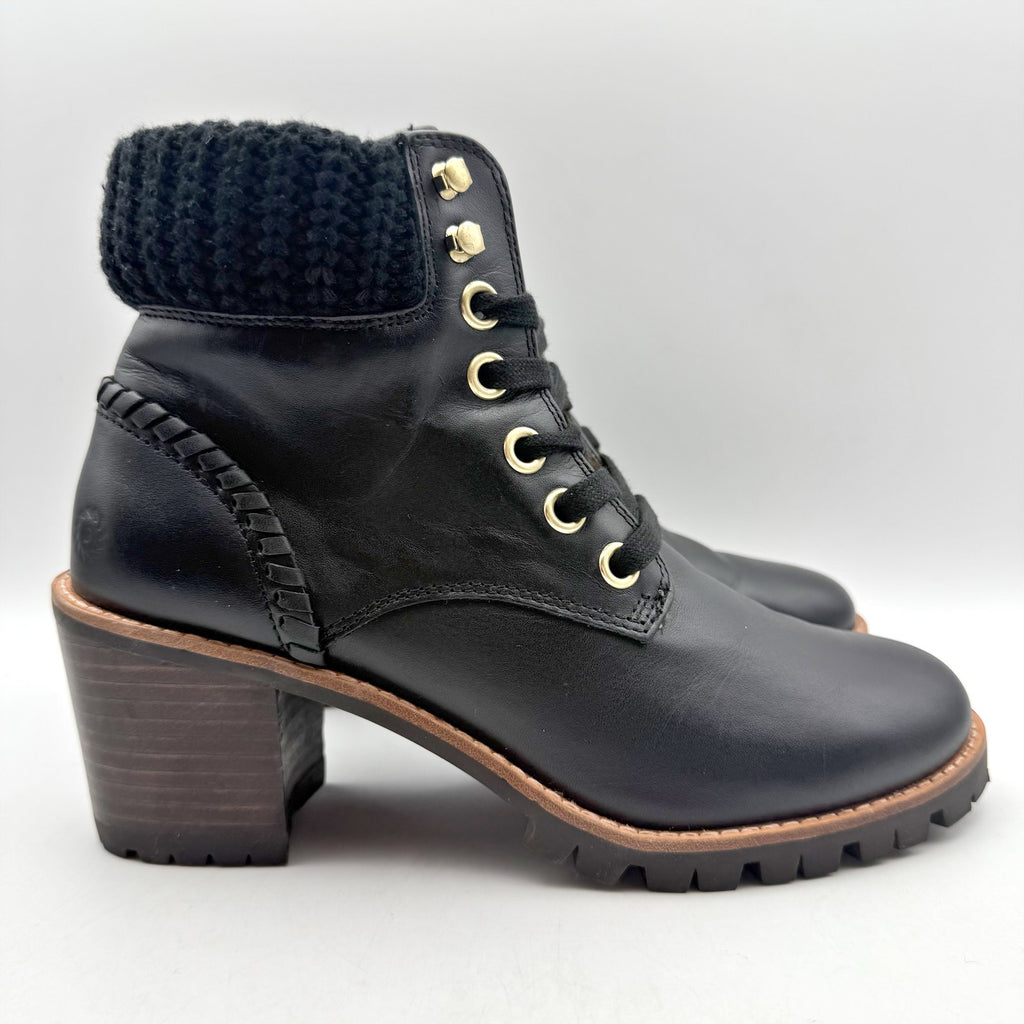 Jack Rogers Womens Harper Hiker Boots US 7.5 Black Leather Water Resistant NIB