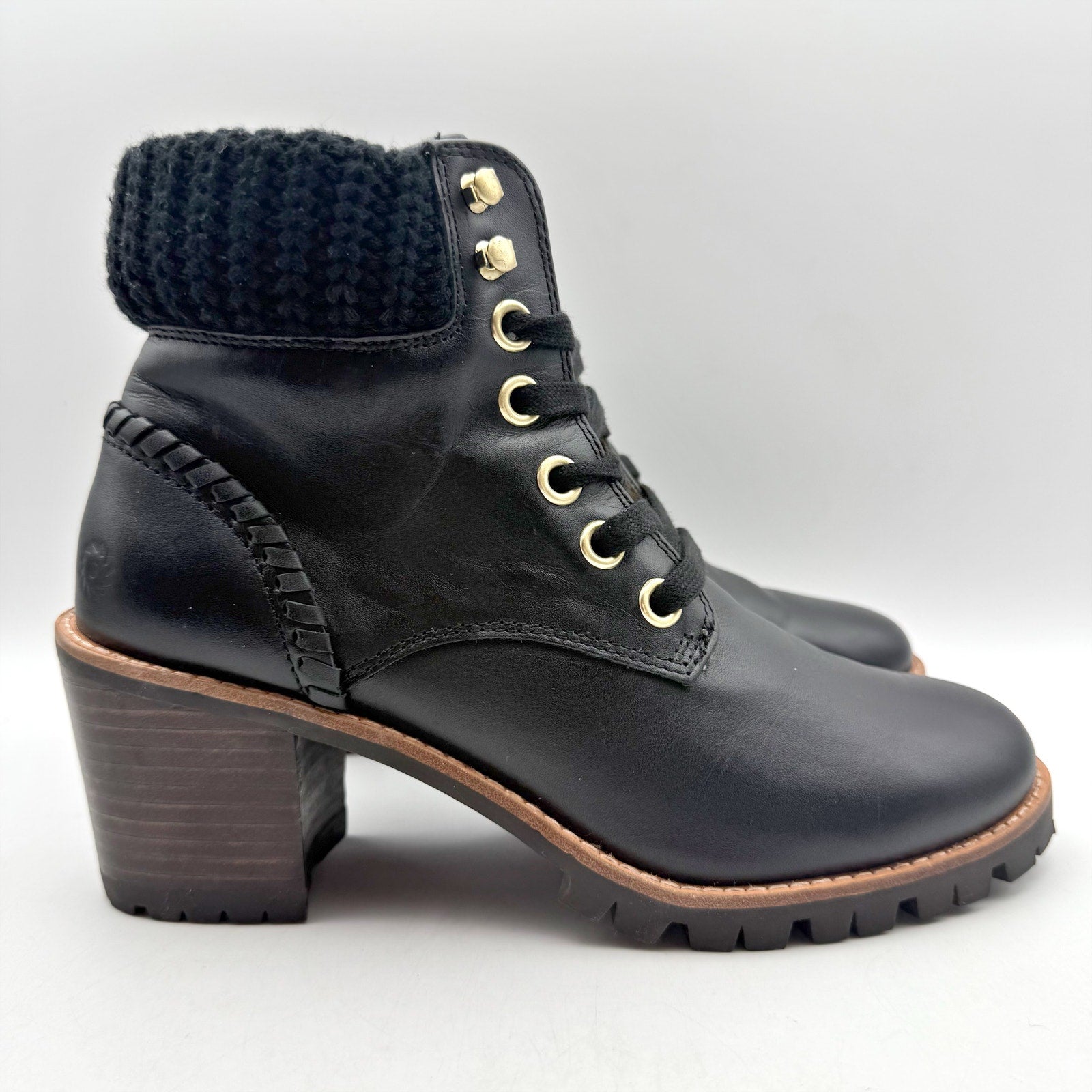Jack Rogers Womens Harper Hiker Boots US 7.5 Black Leather Water Resistant NIB