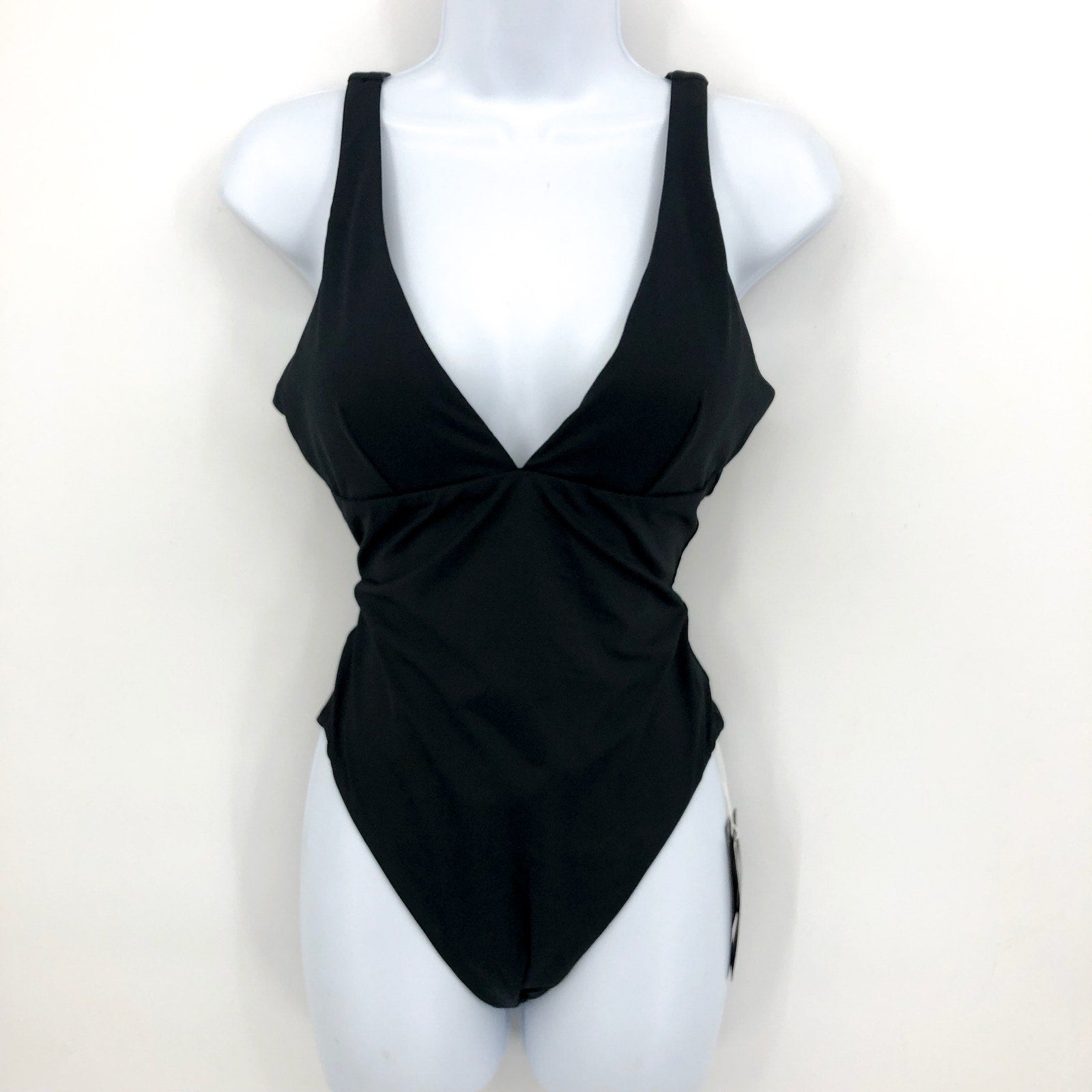 SEAFOLLY COLLECTIVE Women's V Neck One Piece Swimsuit Size 6 Black NWT