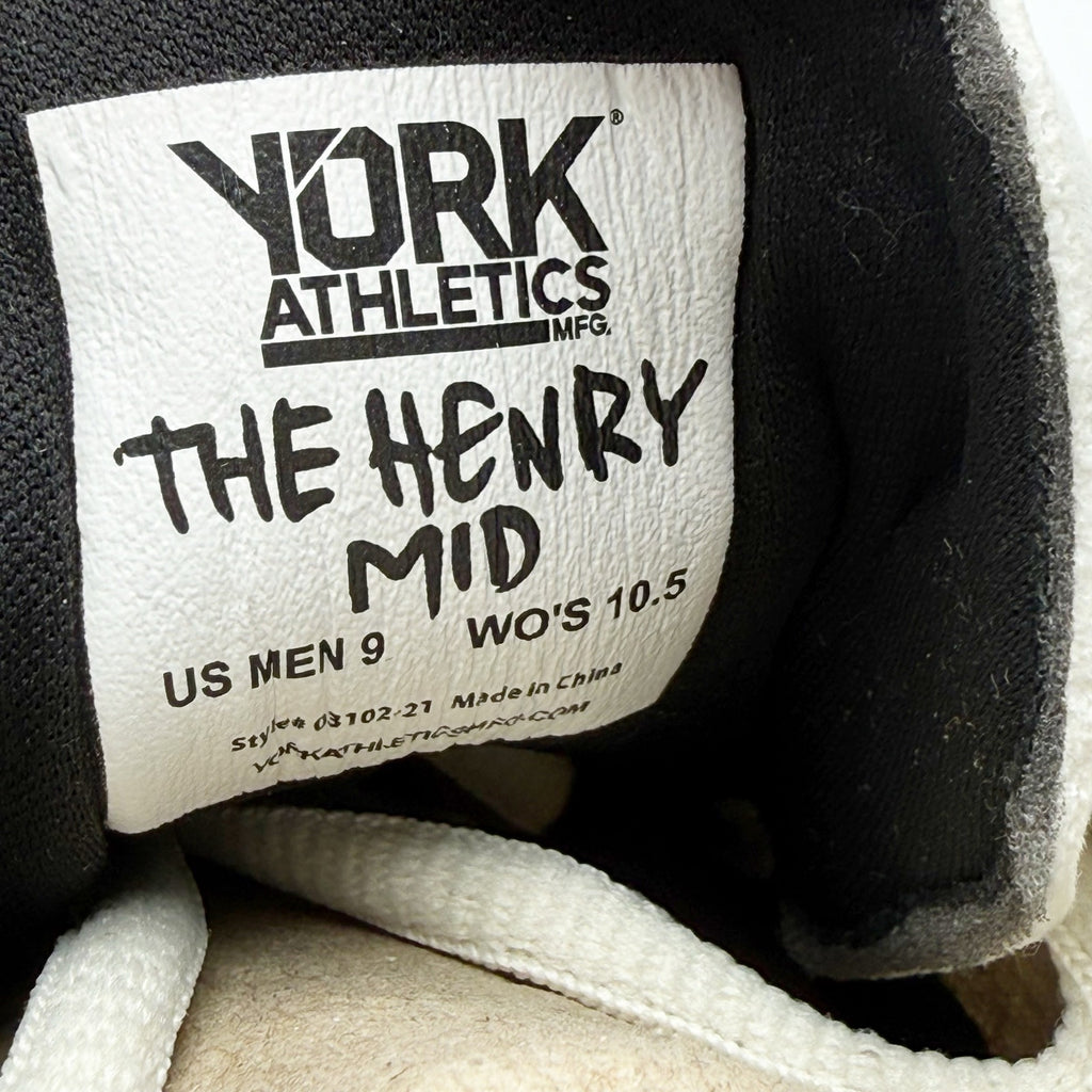 YORK Athletics Mens Henry Mid Trainer Athletic Shoes Size 9 Bone Off-White NIB