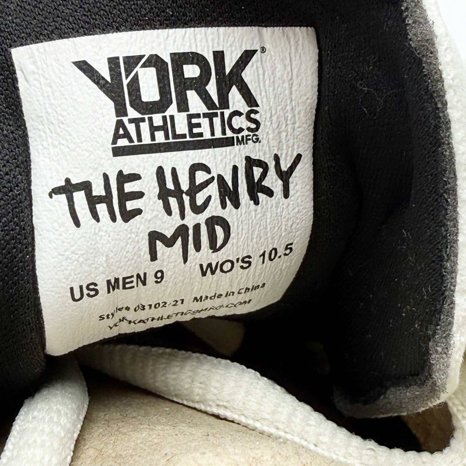 YORK Athletics Mens Henry Mid Trainer Athletic Shoes Size 9 Bone Off-White NIB