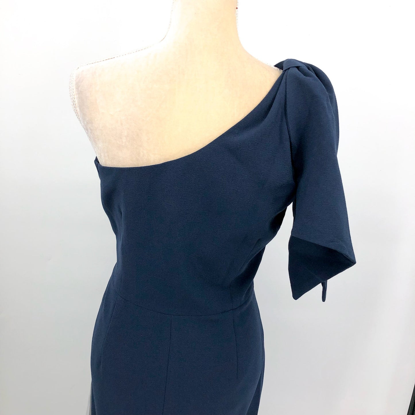 DRESS THE POPULATION Tiffany One Shoulder Sheath Dress Large Midnight Blue NWT