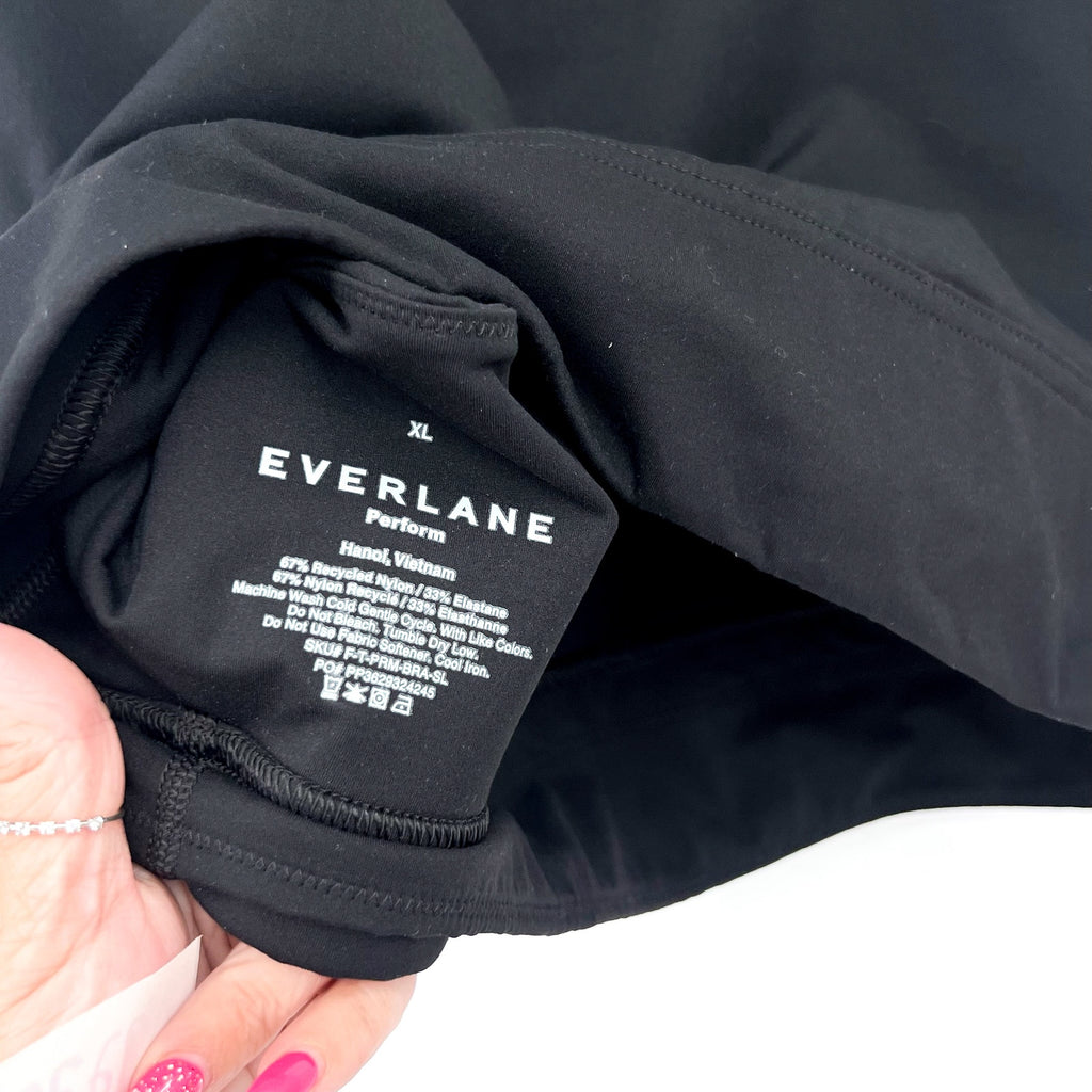 EVERLANE Women's The Perform Longline Bra XL Black Racerback NWT