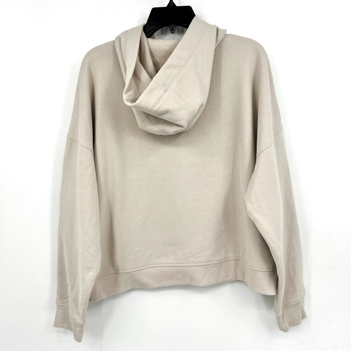 DKNY Women's Sequin Fleece Hoodie Large Taupe Tan Pullover Sweatshirt NWT
