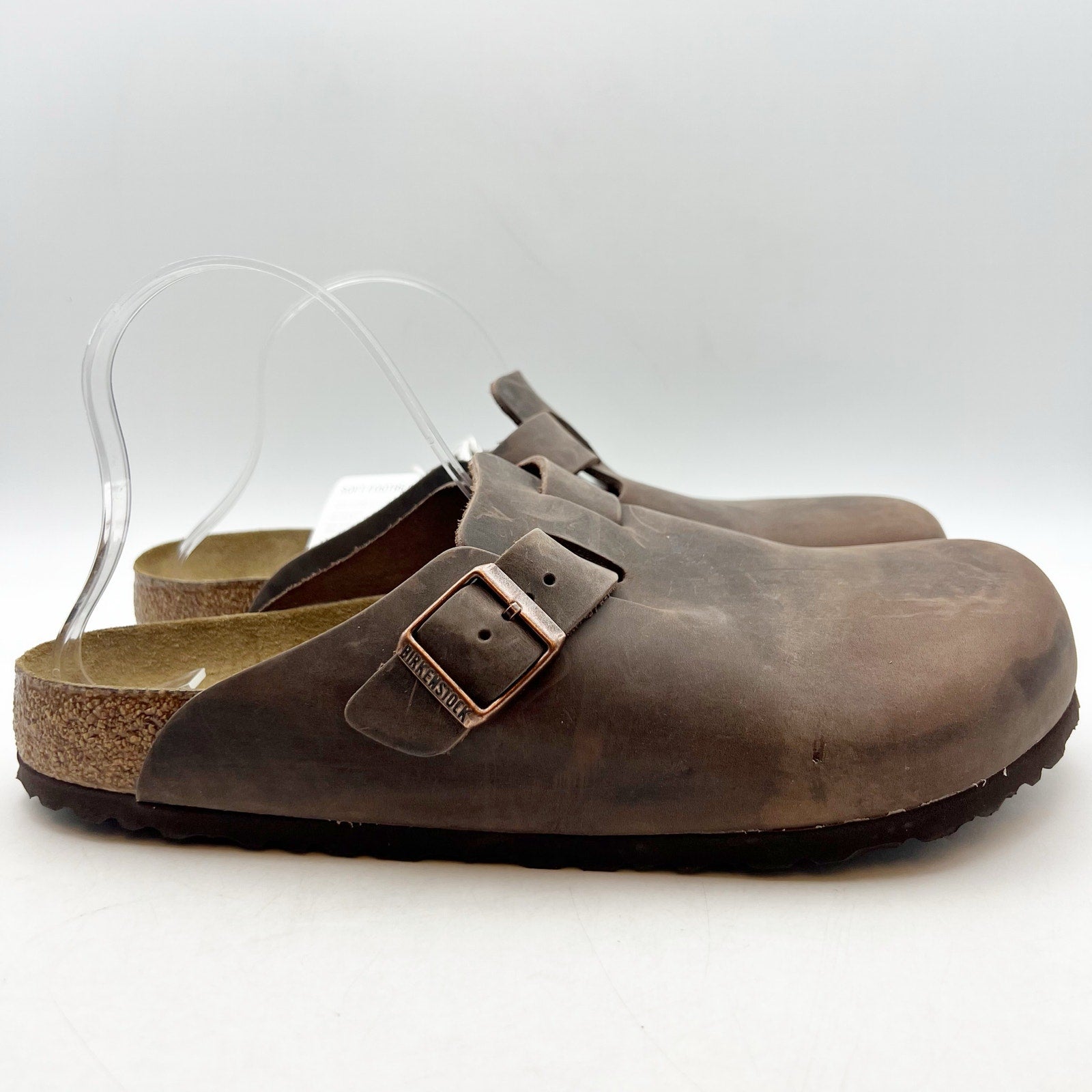 Birkenstock Mens Boston Clogs EU 44 US 11 Brown Leather Slip On NWOB