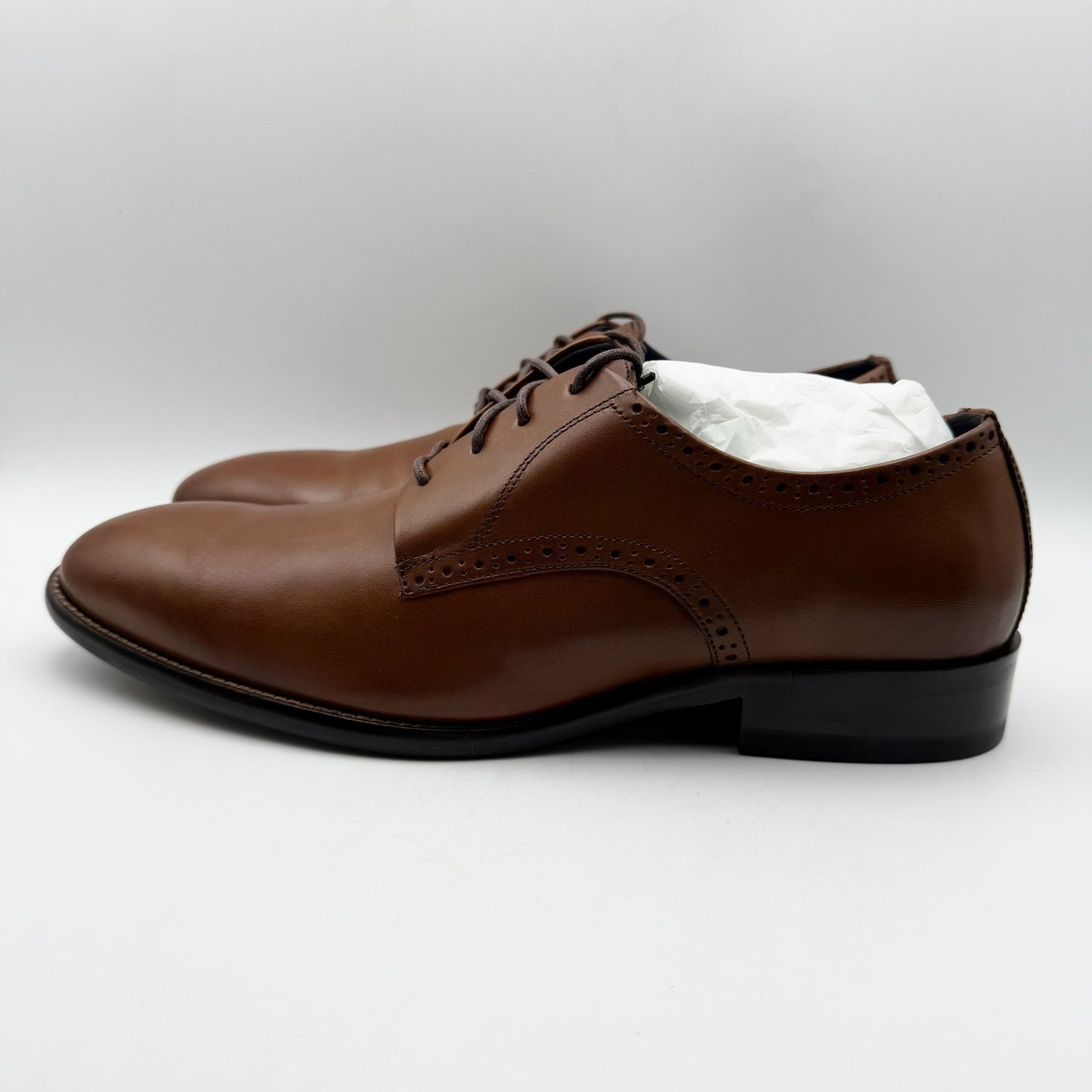 Johnston & Murphy Men Stockton Plain Toe Shoe US 9.5 M EU 42.5 Brown Leather NIB