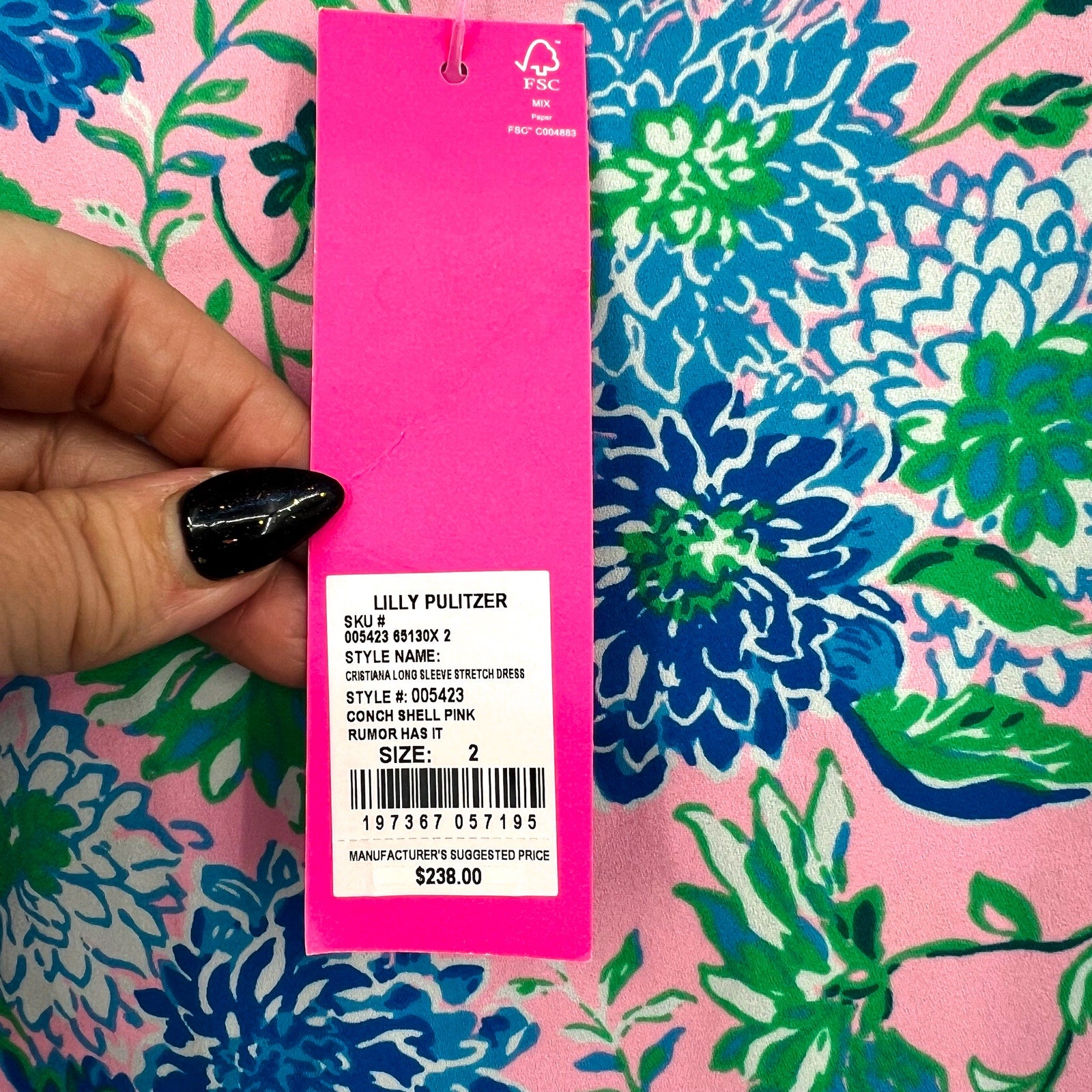 LILLY PULITZER Cristiana Fit and Flare Dress Size 2 Conch Shell Pink Blue NWT