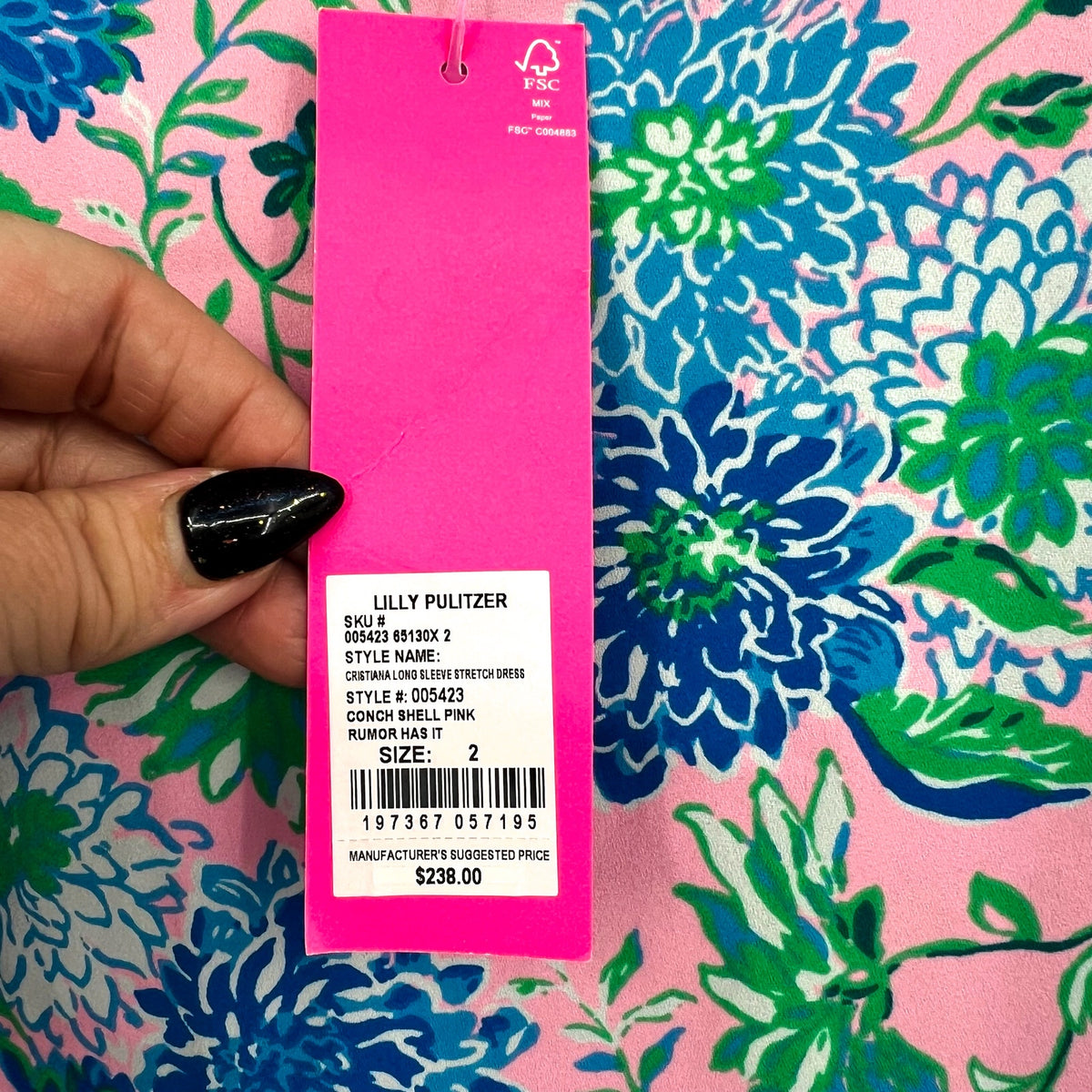 LILLY PULITZER Cristiana Fit and Flare Dress Size 2 Conch Shell Pink Blue NWT