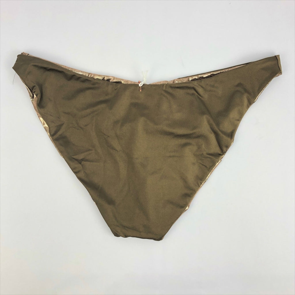 Good American Metallic Better Bikini Bottoms Medium Gold Mocha Foil NWT
