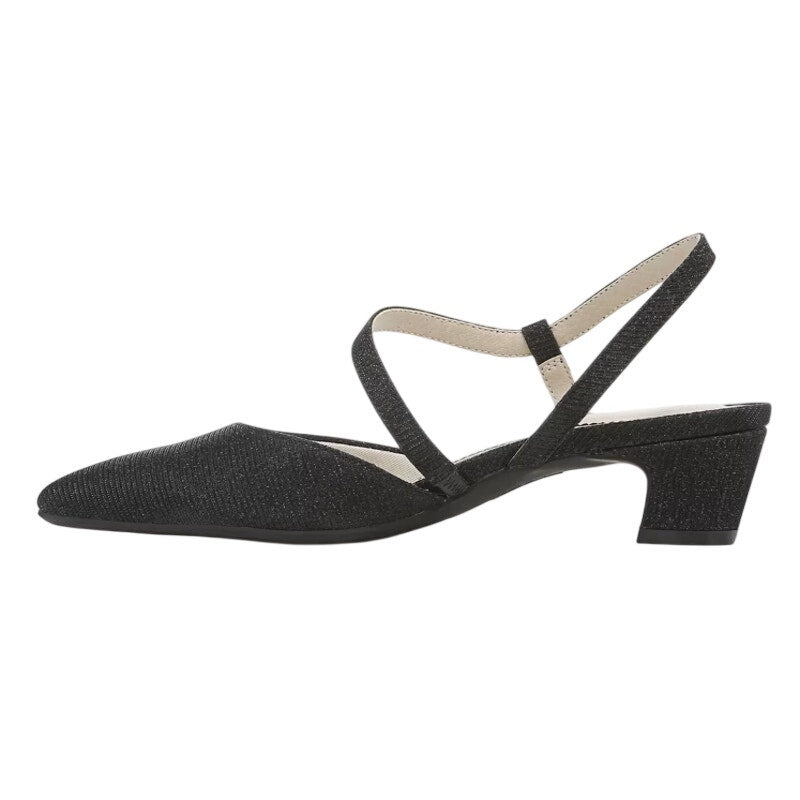 LifeStride Womens Minimalist Pumps Size 8.5 Wide EU 39 Black Shimmer NIB