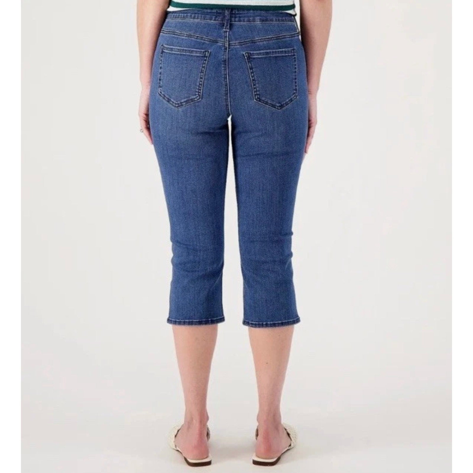 NYDJ Curves 360 Womens Slim Straight Crop Jeans Size 8 Caliente Blue NWT