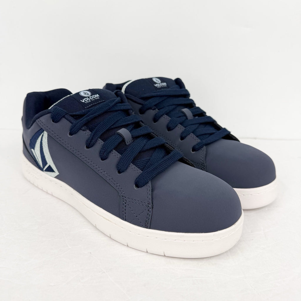 Volcom Mens Stone Comp Toe Work Shoes US 9.5 Navy Blue Leather EH SR NIB