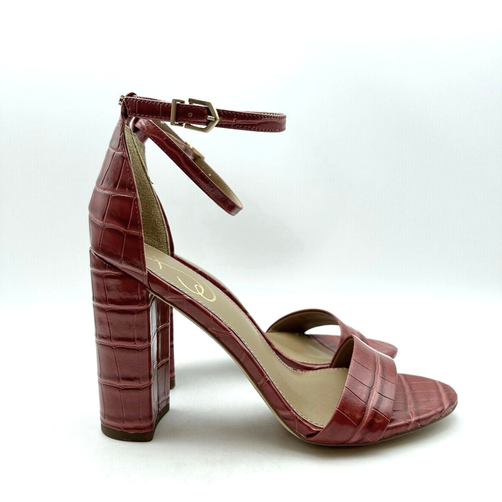 SAM EDELMAN Womens Yaro Dress Sandals Size 7M Rosed Red Faux Leather Heel NWOB