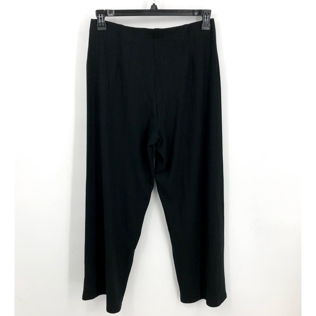 EILEEN FISHER Womens Wide-Leg Pants Medium Black Pull-On Texture Stretch Rib NWT